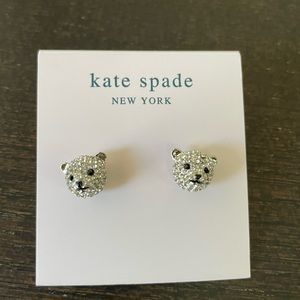 Kate Spade Arctic Friends Polar Bear Pave Silver Stud Earrings ❗️Sale❗️